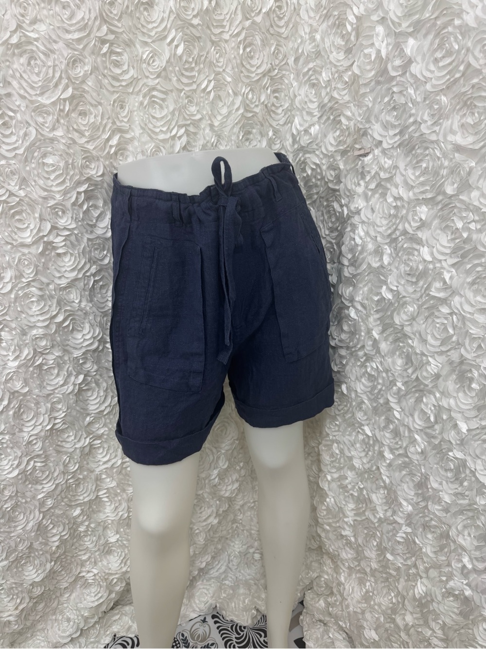 Polo Ralph Lauren Linen-Blend Bermuda Shorts — Navy Blue — Women’s Size 8